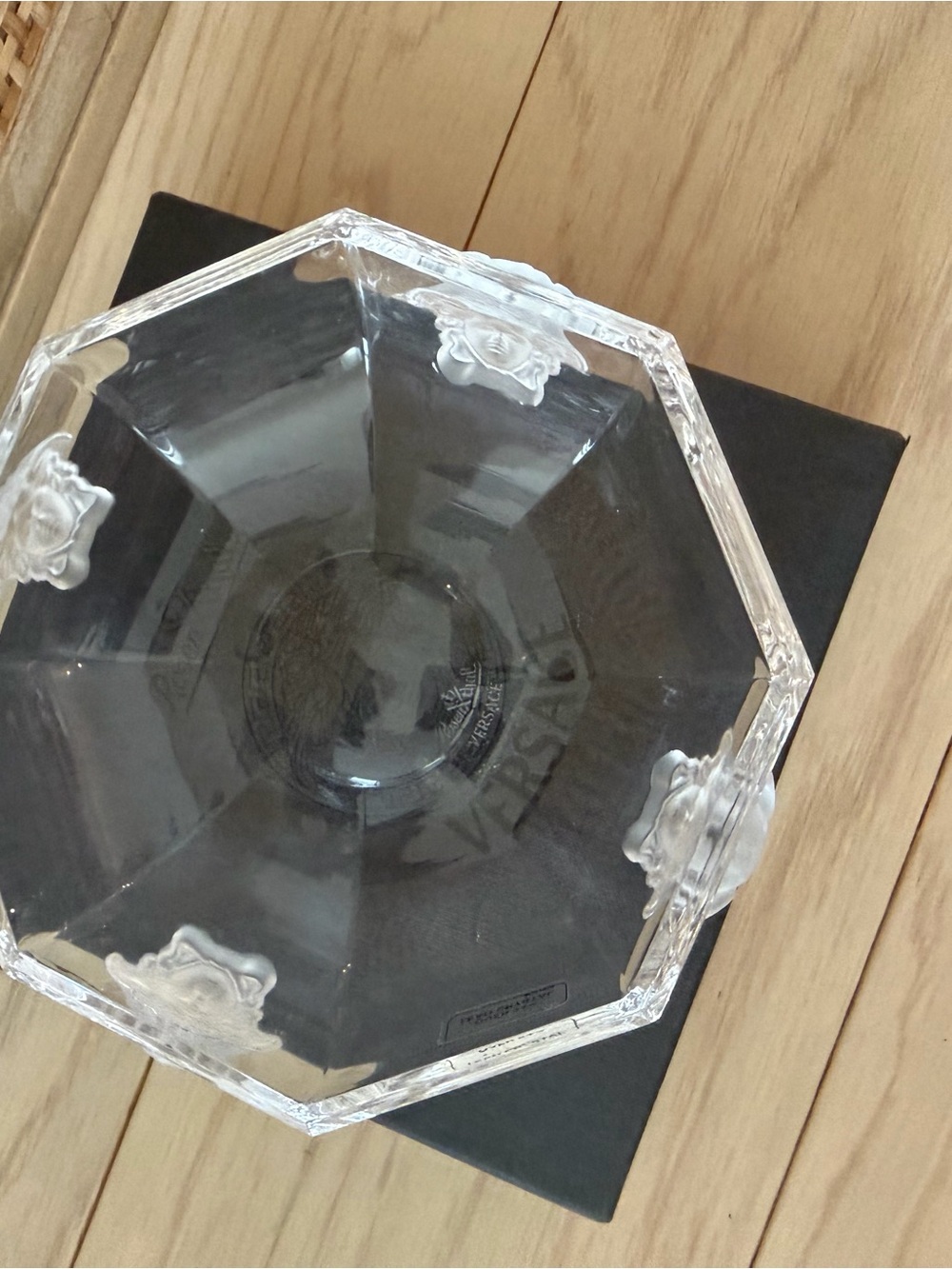 Vintage Versace Medusa Clear Crystal Octagonal Dish Bowl 14cm w/ Box - Picture 2 of 8